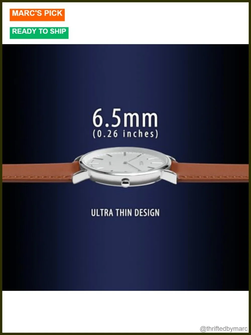 Ultra Thin Minimalist Dress Watch with Leather Band Japanese Quartz